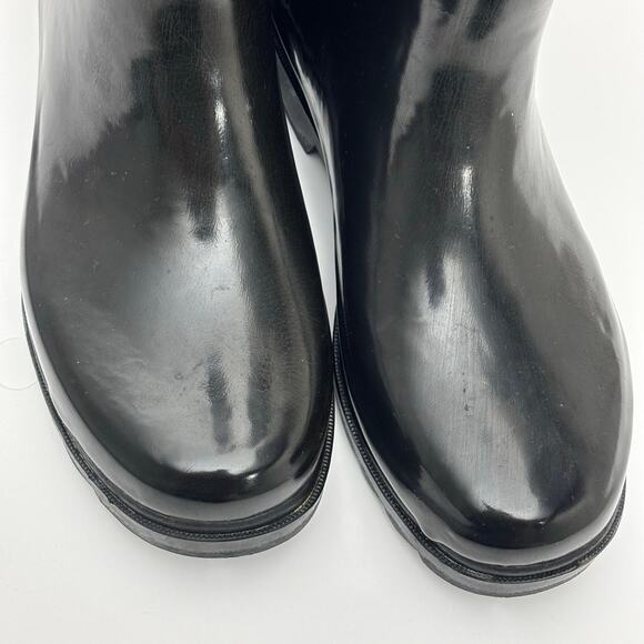 Dirty Laundry Rhane Black & White Flower Chain Rubber Pull On Rain Boots Size 6 - Picture 14 of 14